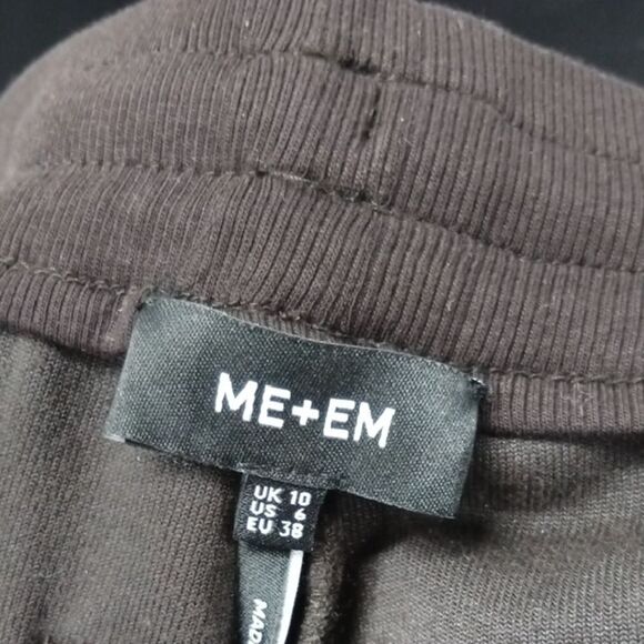 ME+EM Rib Trim Stretch Velour Joggers Dark Espresso Brown Size 6 Women's - Picture 7 of 7